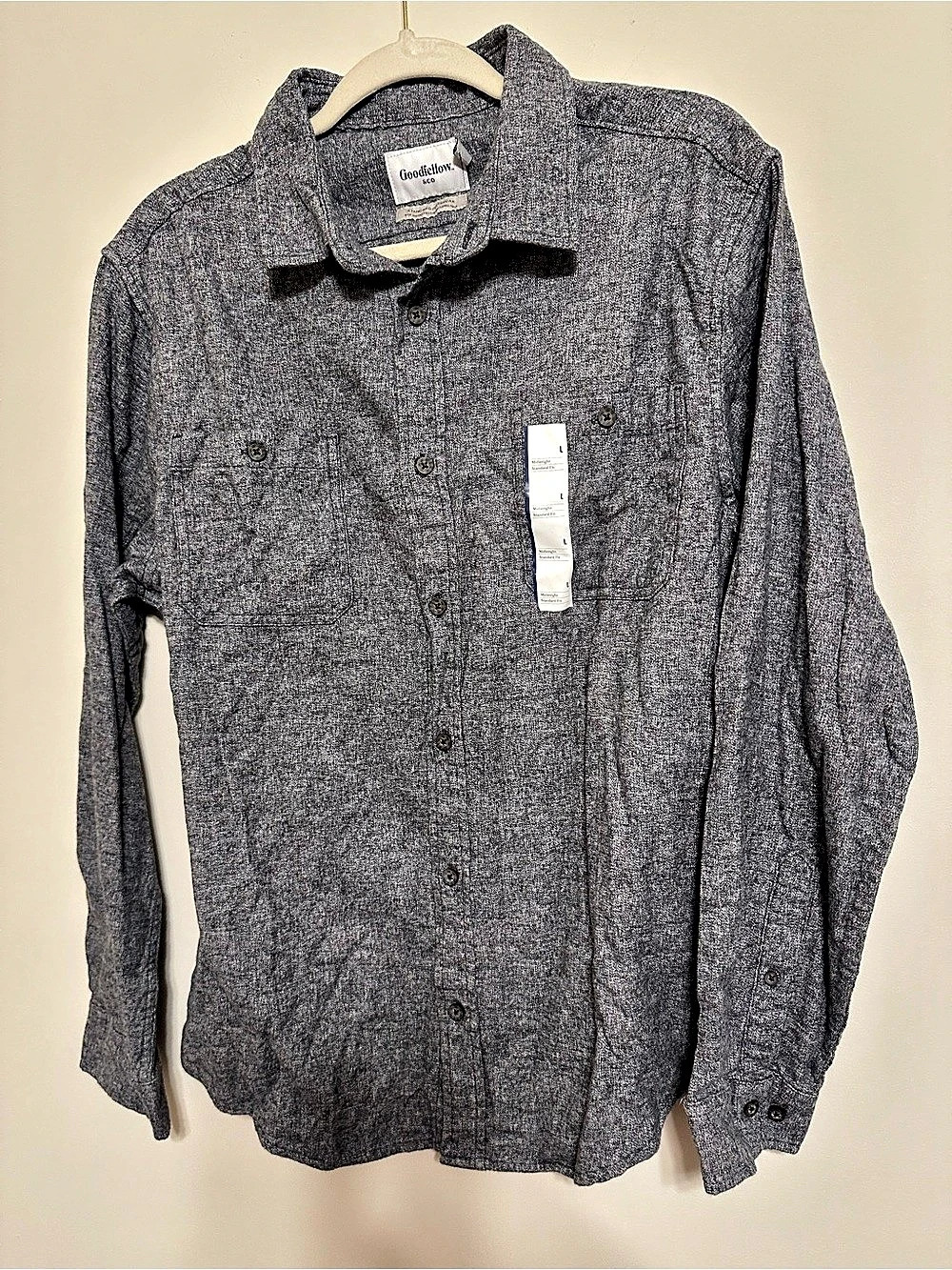 Goodfellow & Co Midweight Standard Fit Flannel Gray Flannel Size Large NWT